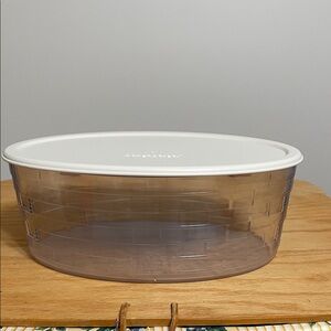 Longaberger Clear Oval Container with White Lid